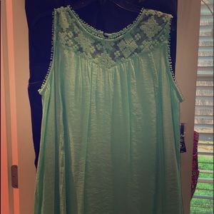 Mint green sleeveless linen dress